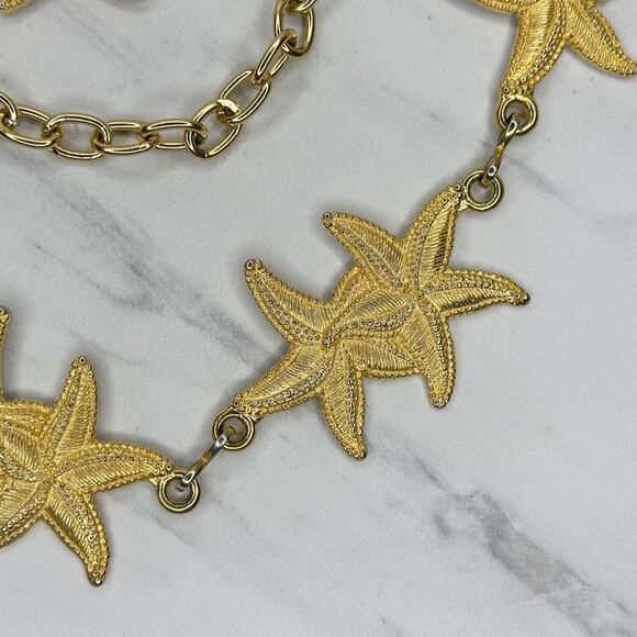 Starfish Gold Tone Chain Link Belt One Size (OS) Coastal Statement Y2K ✨ main image 4